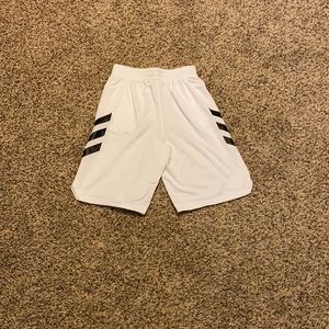 White and black adidas shorts